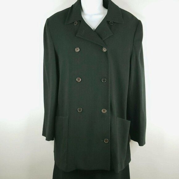 Vintage 80s Burberrys Womens Black Wool Cashmere Jacket Skirt Suit Set Size 10 - Picture 3 of 12